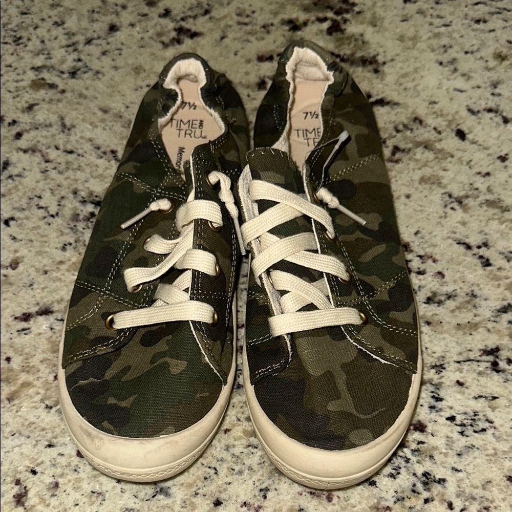 Time and Tru Camouflage Sneakers with White Laces